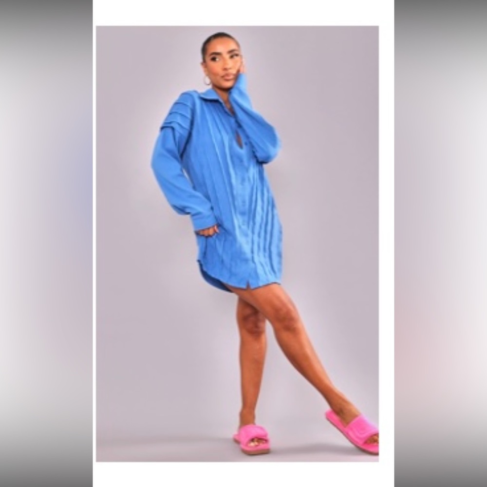 PLT Ribbed Button down shirt dress